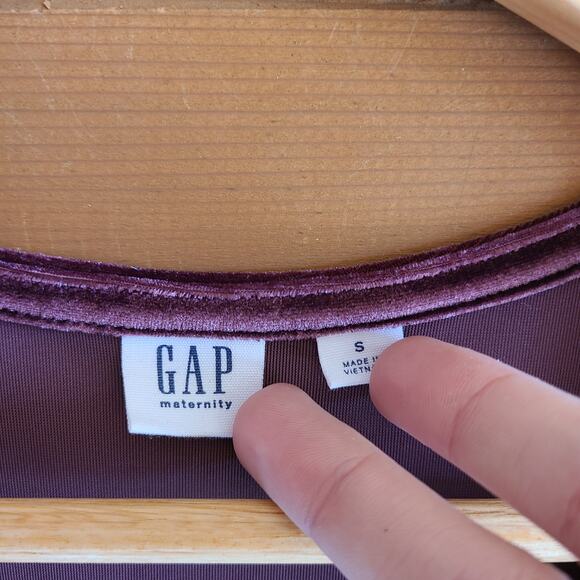 Gap Velvet Faux Wrap Matnerity Dress Small Vamp Red Tie Waist Fall Short Sleeve - Picture 4 of 4